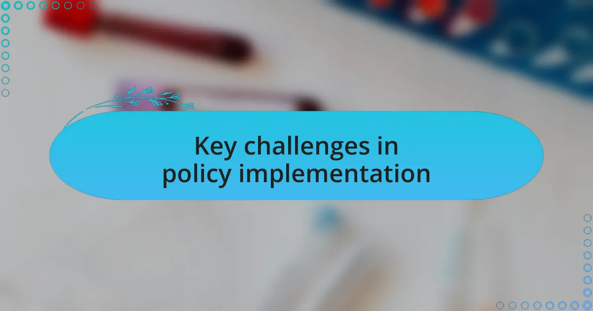 Key challenges in policy implementation